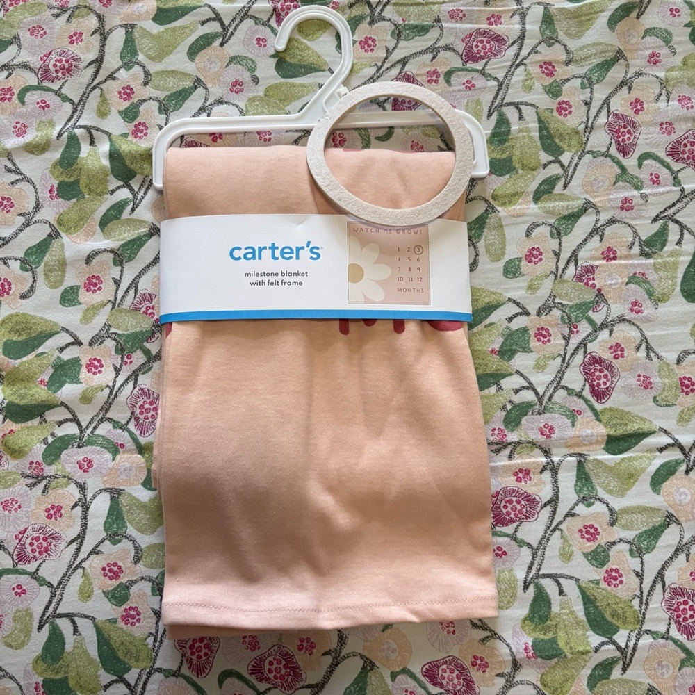 Carter's Soft Pink Flower Milestone Blanket